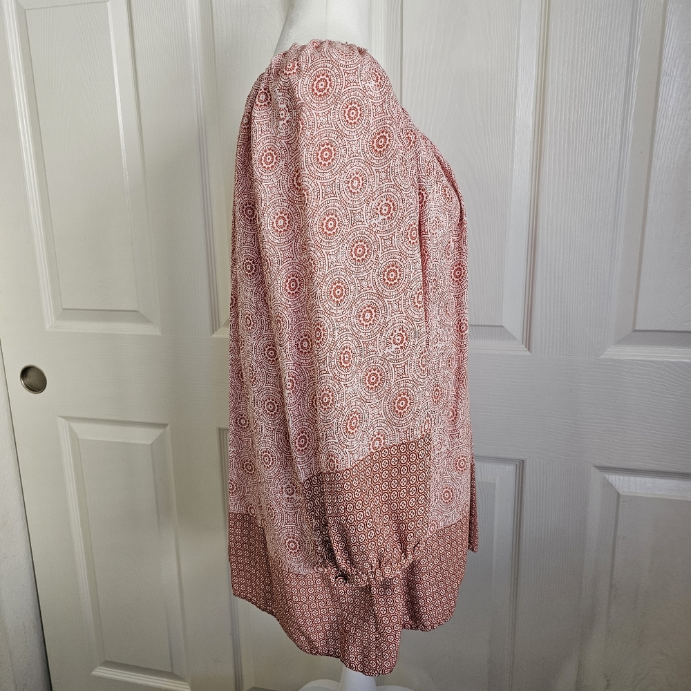2x Women's Red Patterned Buttoned Down Top - Picture 3 of 6